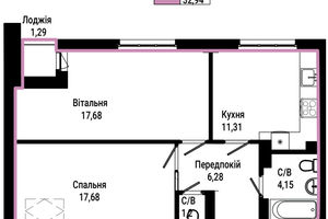 Продается 2-комнатная квартира 56.34 кв. м в Ирпене