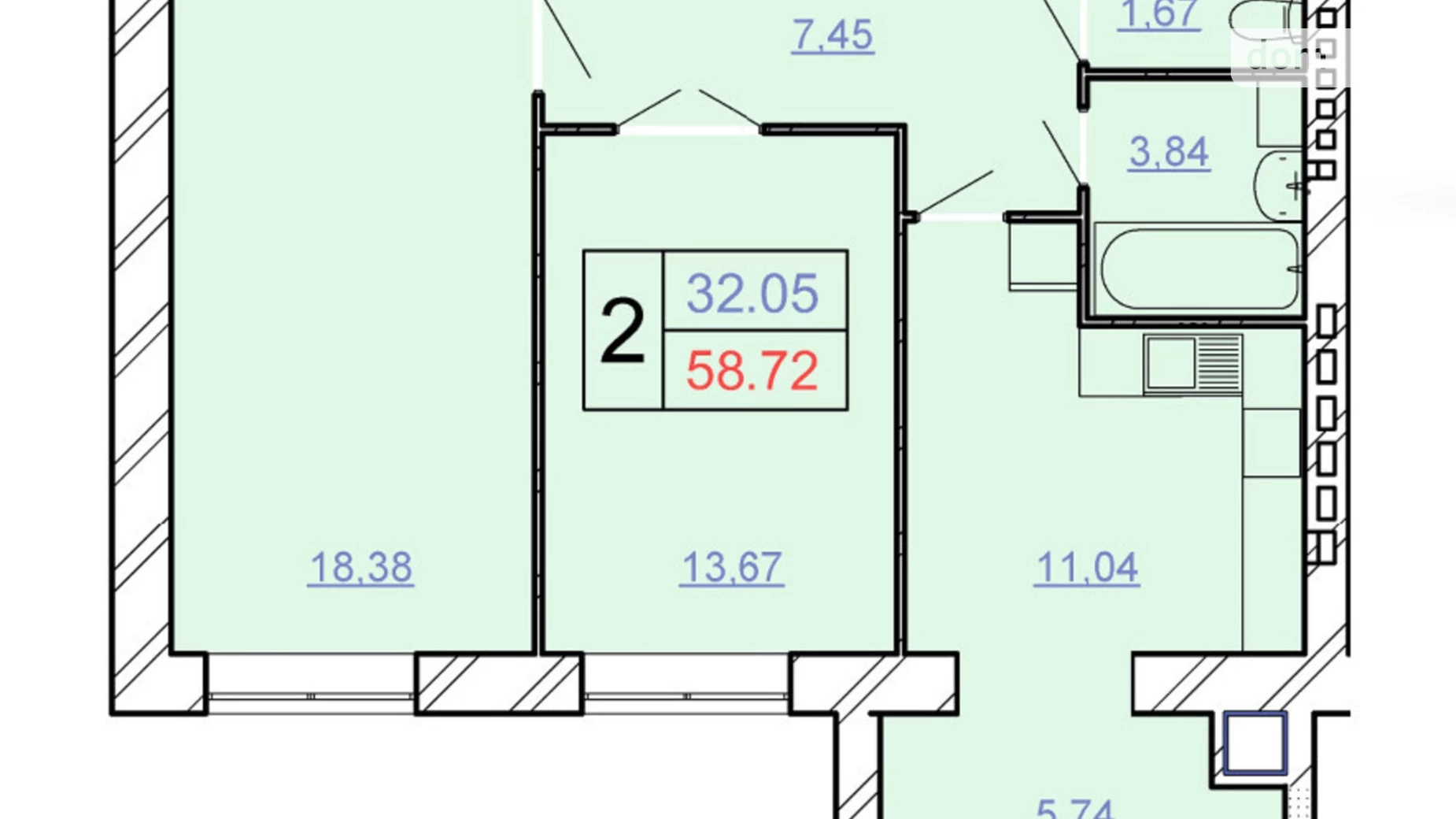 Продается 2-комнатная квартира 58 кв. м в Хмельницком, ул. Винницкая, 1/8