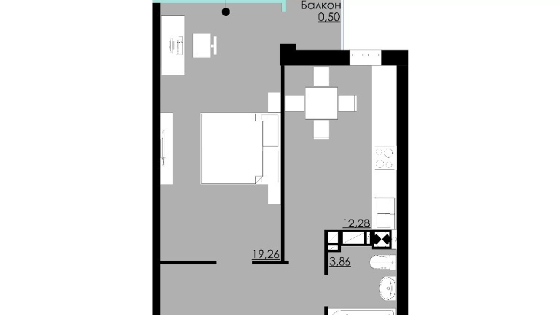 Продается 1-комнатная квартира 43 кв. м в Черновцах