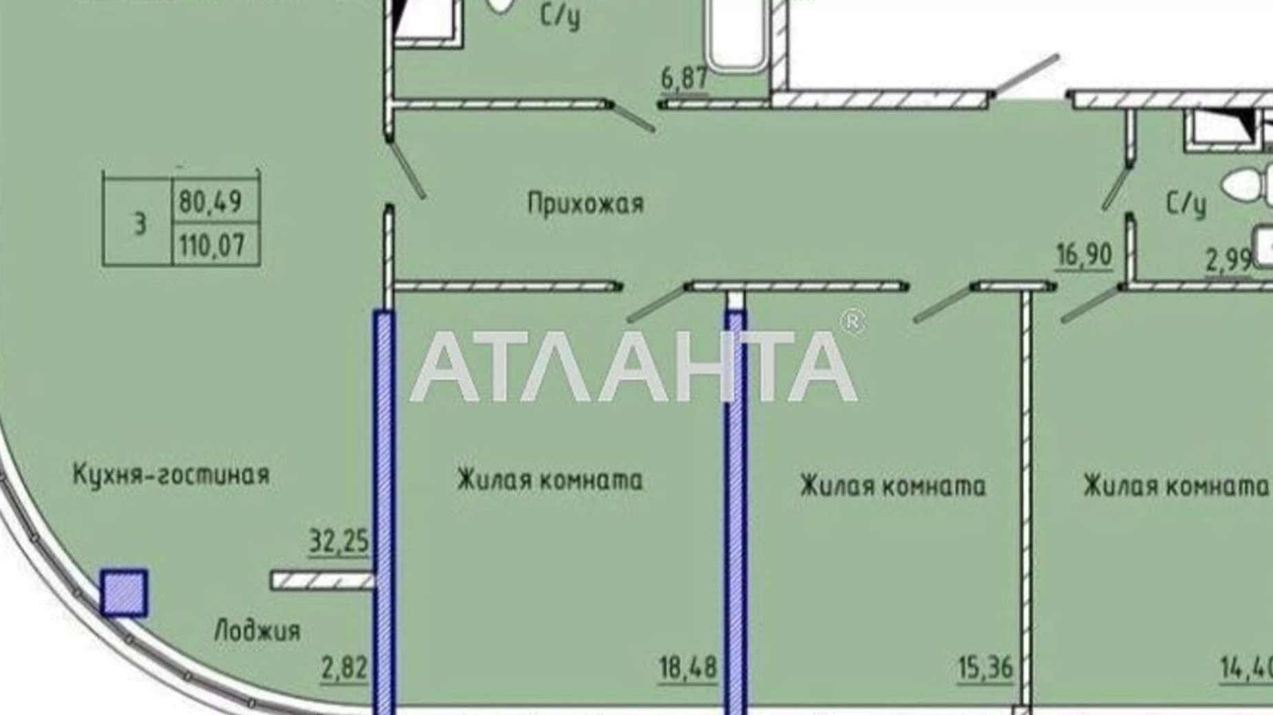 Продается 3-комнатная квартира 110 кв. м в Одессе, ул. Каманина - фото 5