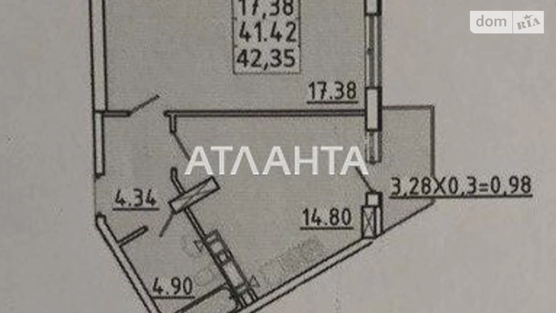 Продається 1-кімнатна квартира 42.35 кв. м у Одесі