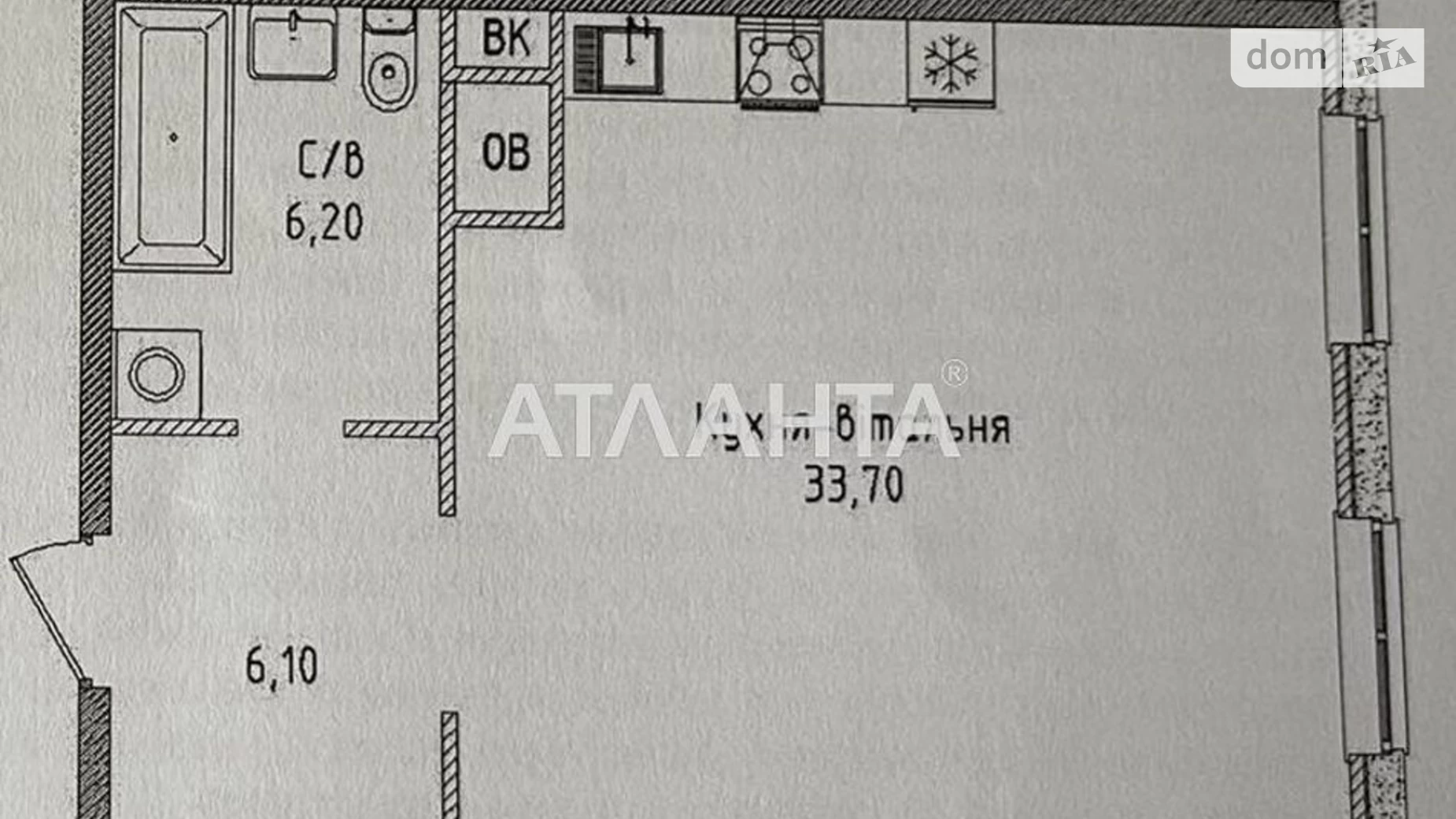 Продається 1-кімнатна квартира 46 кв. м у Одесі, плато Гагарінське