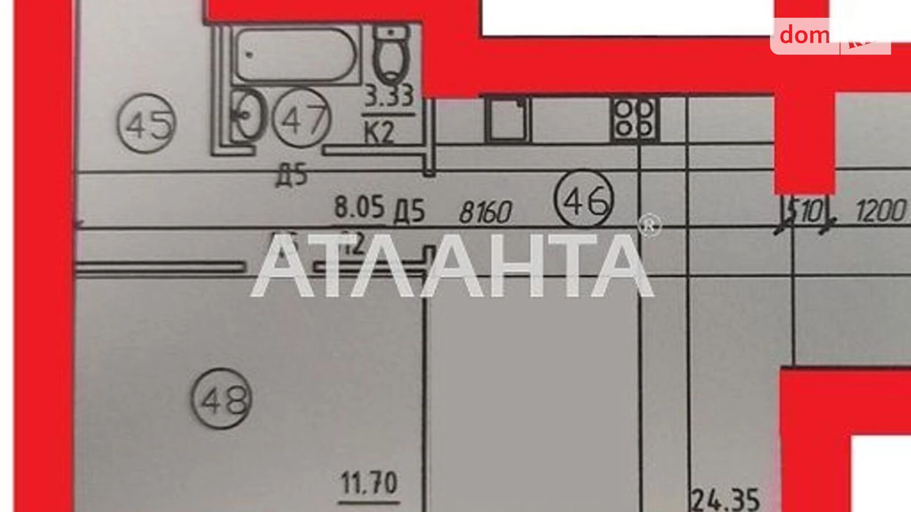 Продається 1-кімнатна квартира 48 кв. м у Одесі, вул. Михайла Грушевського