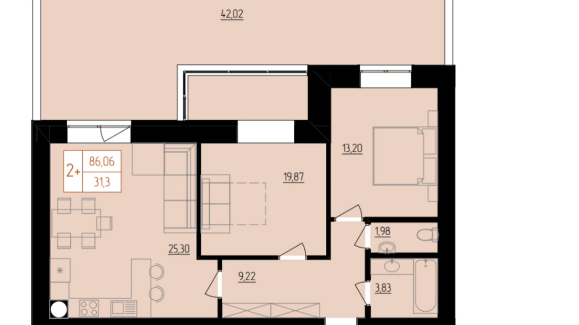 Продается 2-комнатная квартира 87 кв. м в Хмельницком, ул. Тернопольская