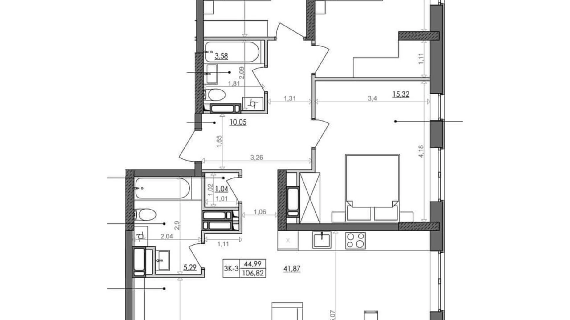 Продається 3-кімнатна квартира 106.3 кв. м у Києві, Столичне шосе, 3 - фото 2