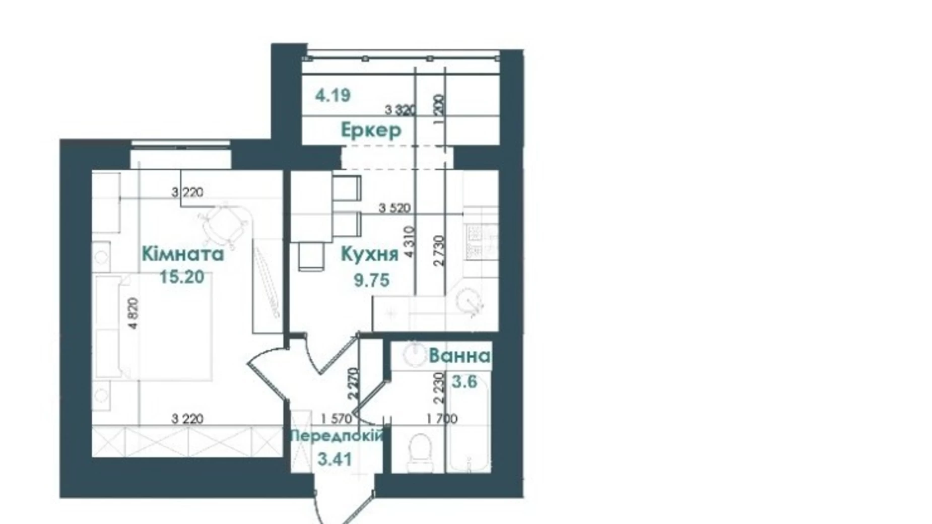 Продается 1-комнатная квартира 38.4 кв. м в Ирпене, ул. Павла Глазового(Олега Кошевого)