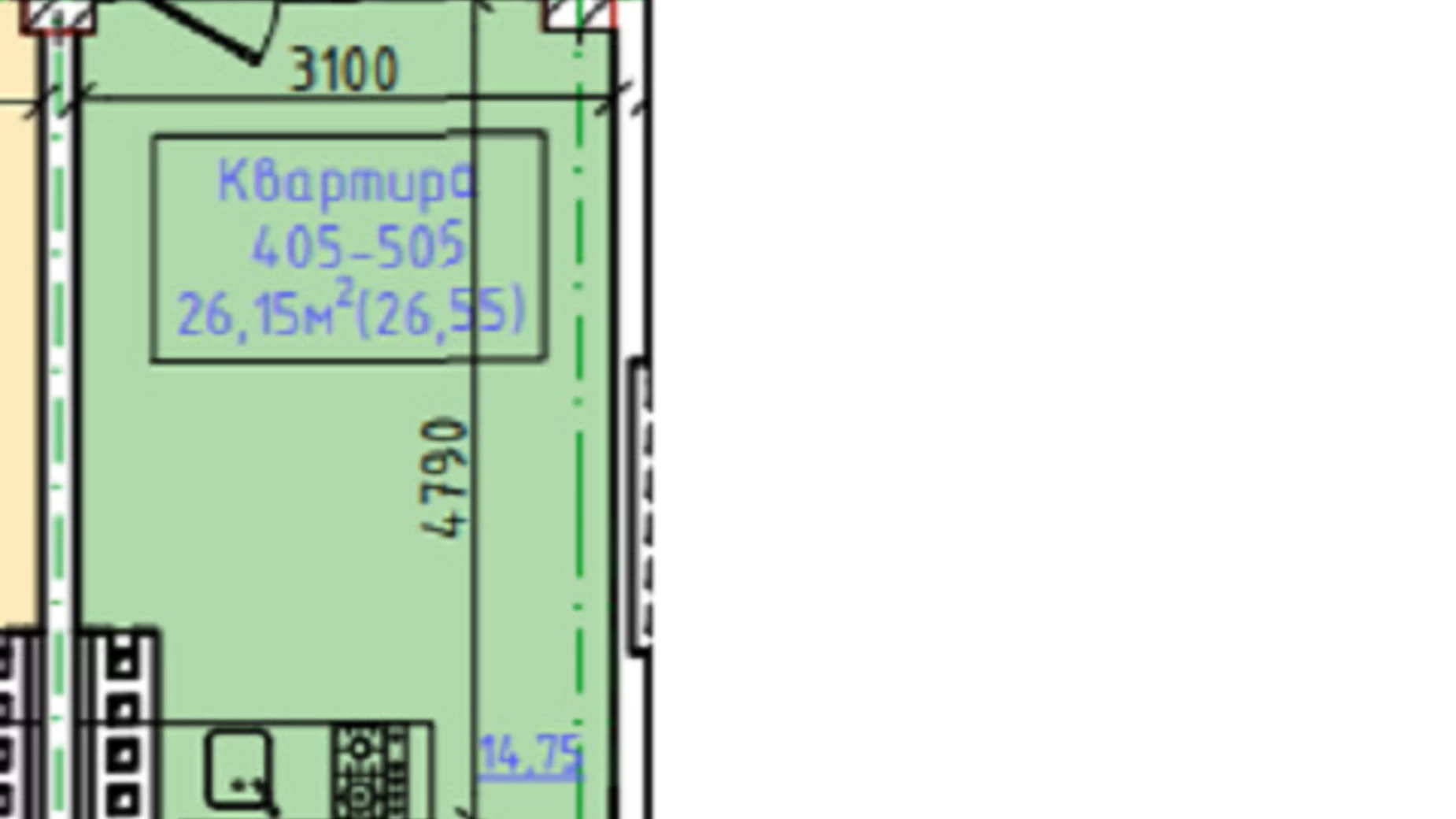 Продается 1-комнатная квартира 26.65 кв. м в Одессе, ул. Новосельского - фото 3