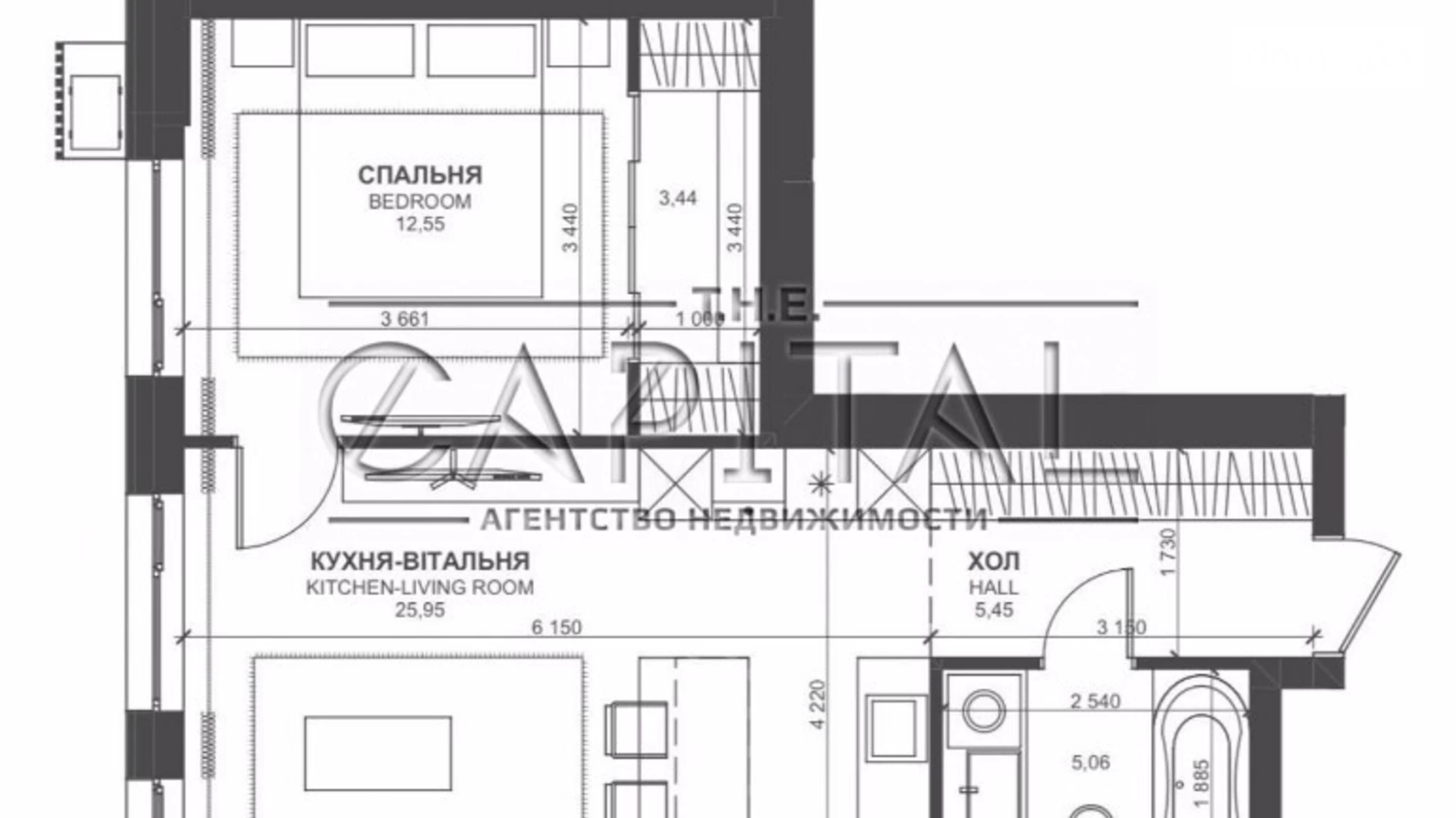 Продается 2-комнатная квартира 53 кв. м в Киеве, ул. Василия Тютюнника, 39/2