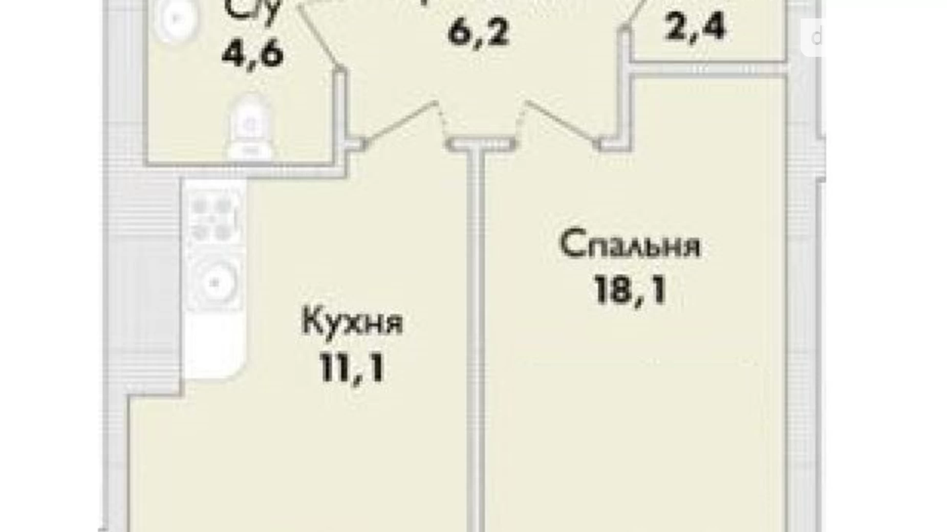 Продається 1-кімнатна квартира 44.5 кв. м у Одесі, вул. Трамвайна