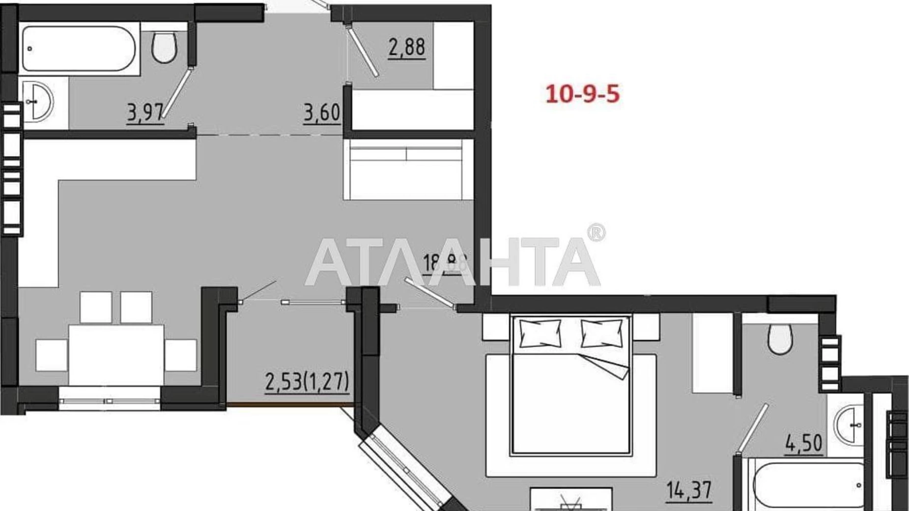 Продается 1-комнатная квартира 49.46 кв. м в Фонтанке, ул. Чехова - фото 2