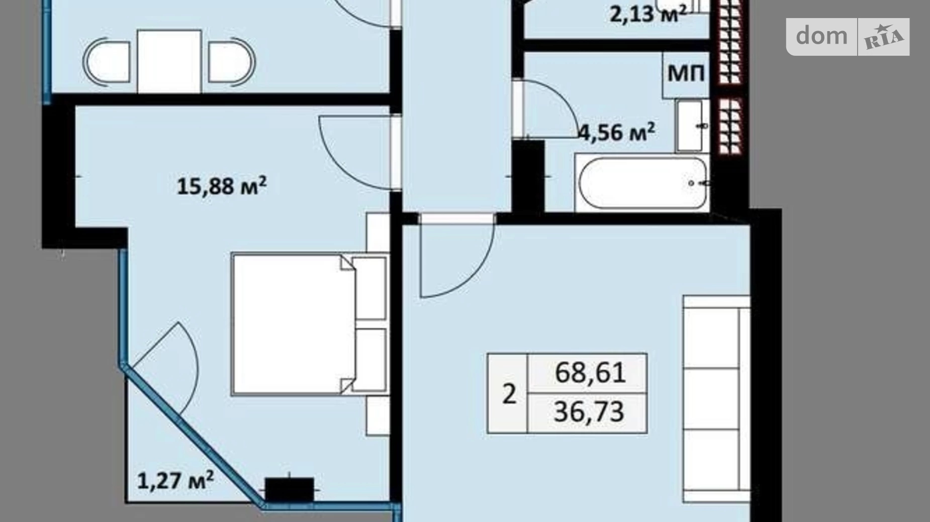 Продается 2-комнатная квартира 68.61 кв. м в Ужгороде, ул. Воссоединения