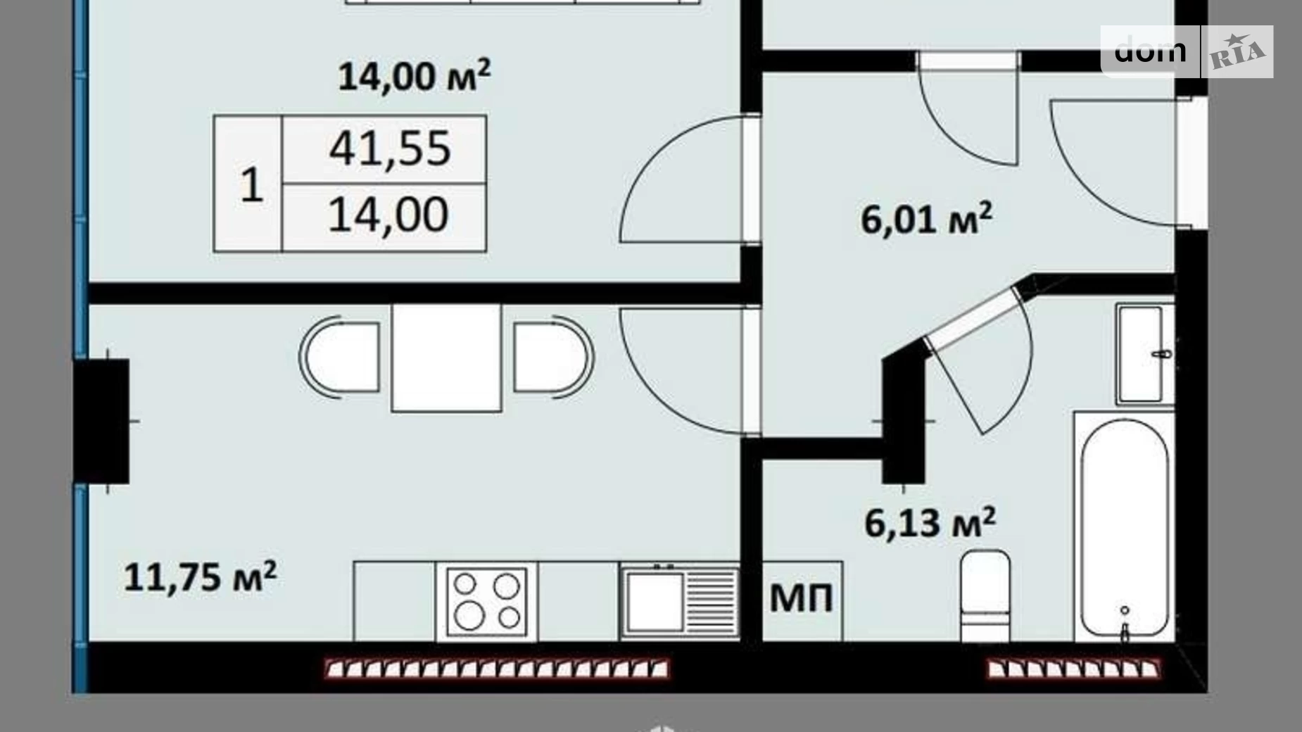 Продается 1-комнатная квартира 41.55 кв. м в Ужгороде, ул. Воссоединения