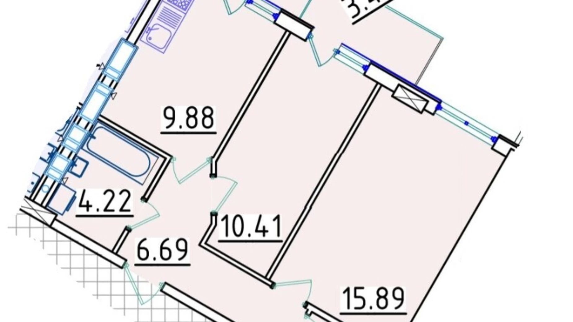 Продається 2-кімнатна квартира 61.4 кв. м у Одесі, вул. Люстдорфська дорога