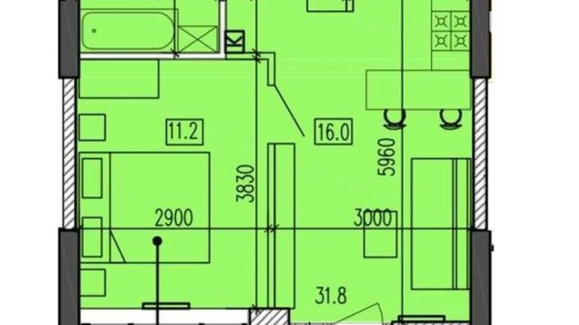 Продается 1-комнатная квартира 39.6 кв. м в Днепре, ул. Мандрыковская, 298