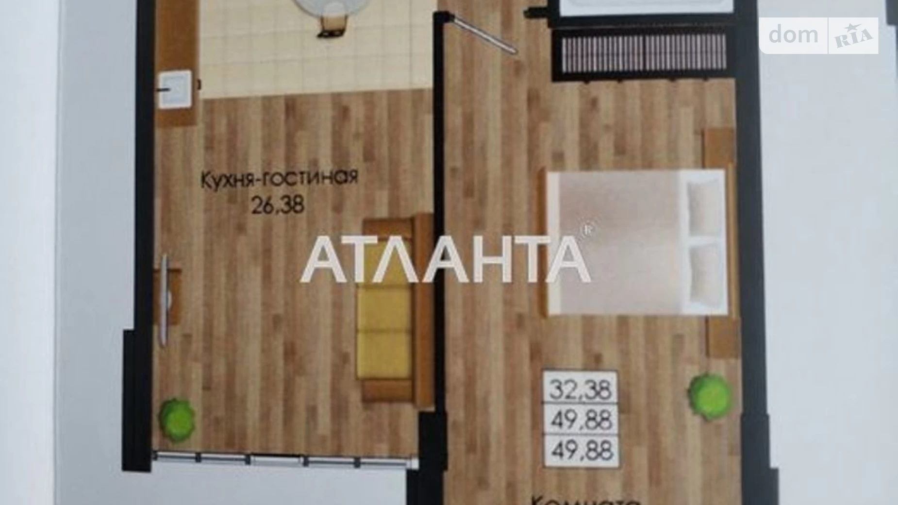 Продается 1-комнатная квартира 49.88 кв. м в Крыжановке, Николаевская дор.
