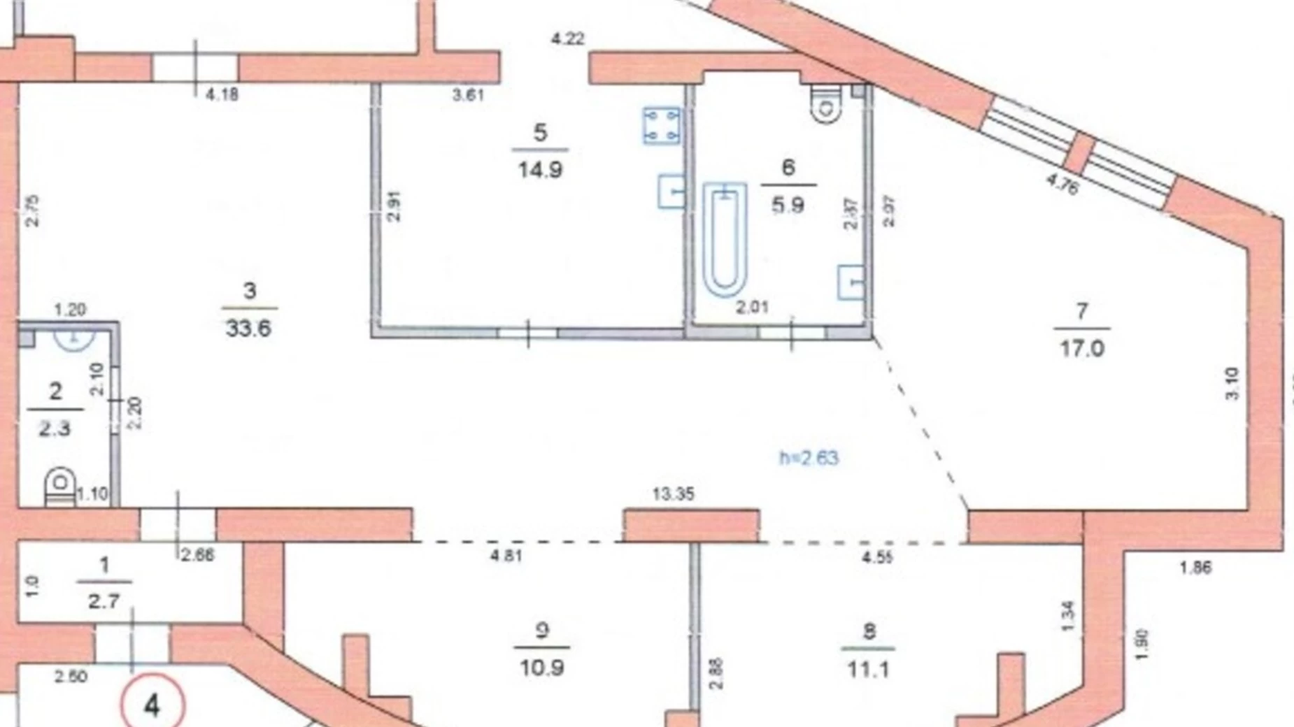 Продається 4-кімнатна квартира 112.1 кв. м у Дніпрі, вул. Широка, 116Б