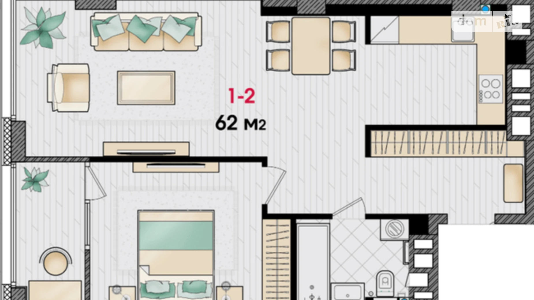 Продается 1-комнатная квартира 62 кв. м в Днепре, ул. Уляновская(Ульянова), 11 - фото 2