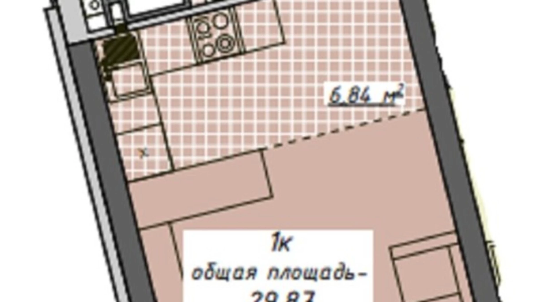 Продається 1-кімнатна квартира 29.87 кв. м у Одесі, пров. Курортний, 2