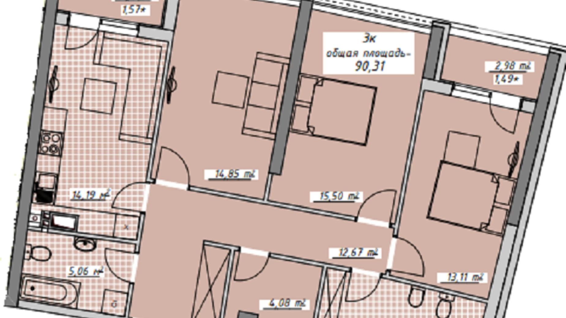 Продается 3-комнатная квартира 92.5 кв. м в Одессе, пер. Курортный, 2