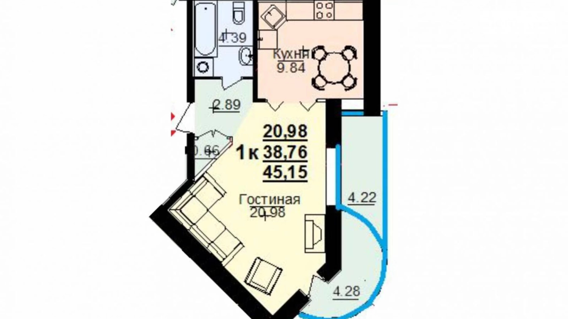 Продается 1-комнатная квартира 45.15 кв. м в Одессе, пер. Щепной