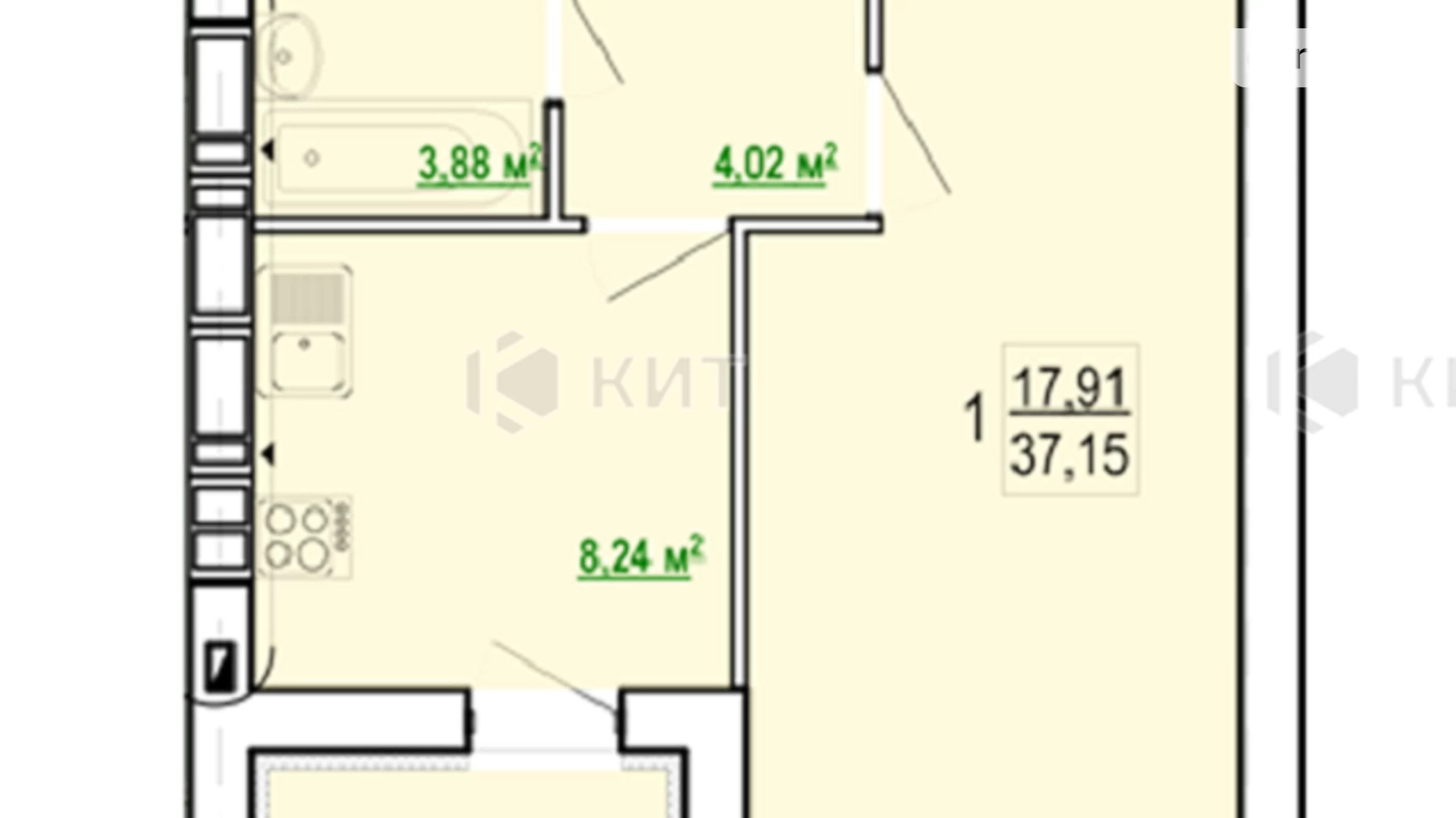 Продается 1-комнатная квартира 37.15 кв. м в Харькове, ул. Шевченко, 327