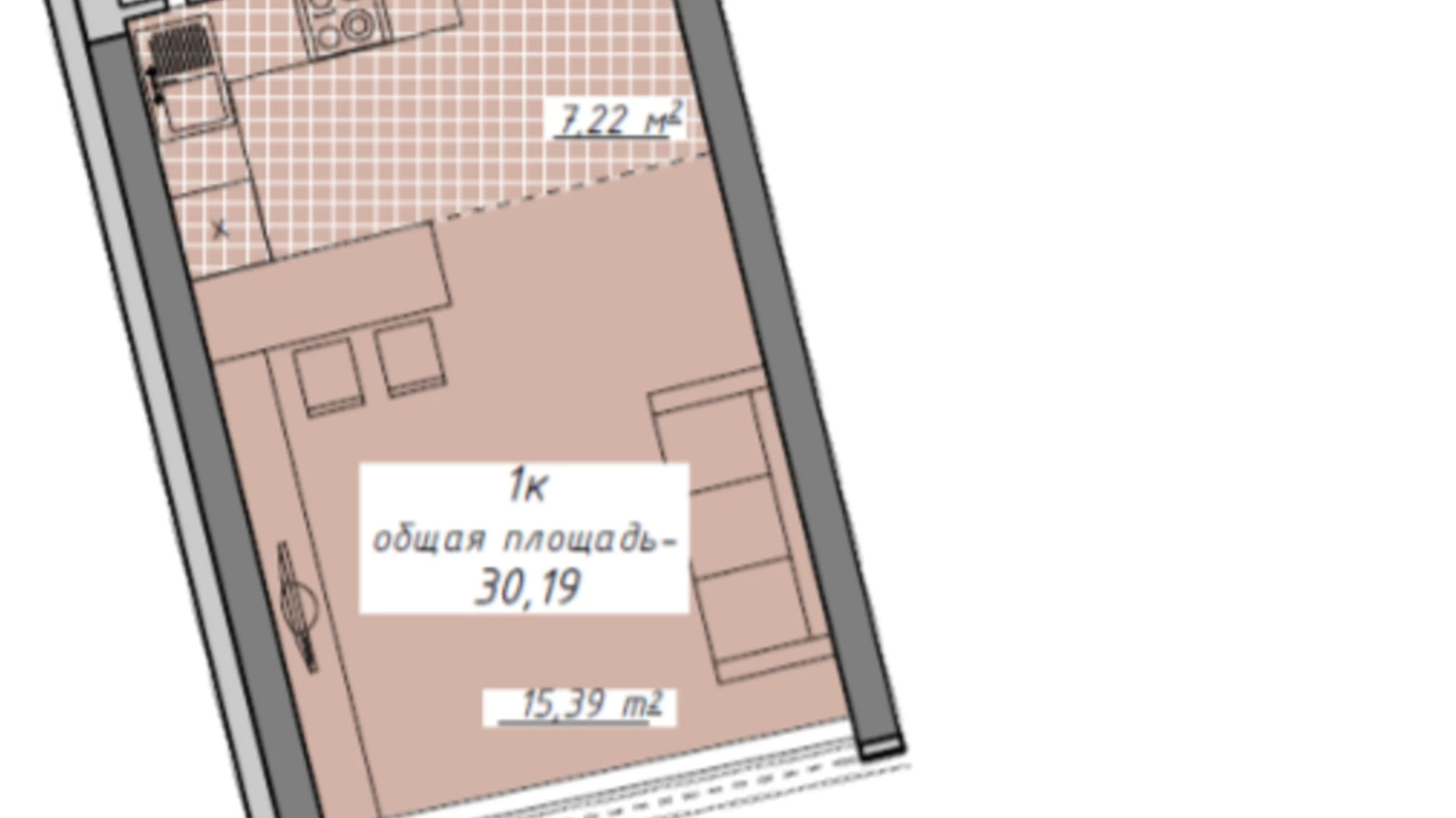 Продается 1-комнатная квартира 44.36 кв. м в Одессе, пер. Курортный, 2