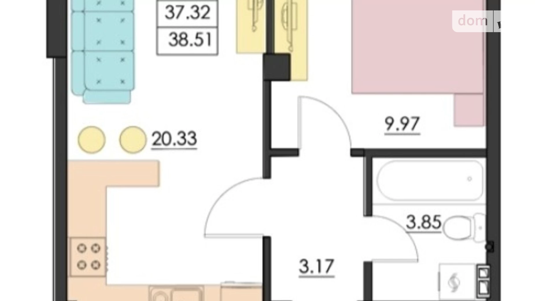 Продается 1-комнатная квартира 36.7 кв. м в Одессе, ул. Академика Заболотного