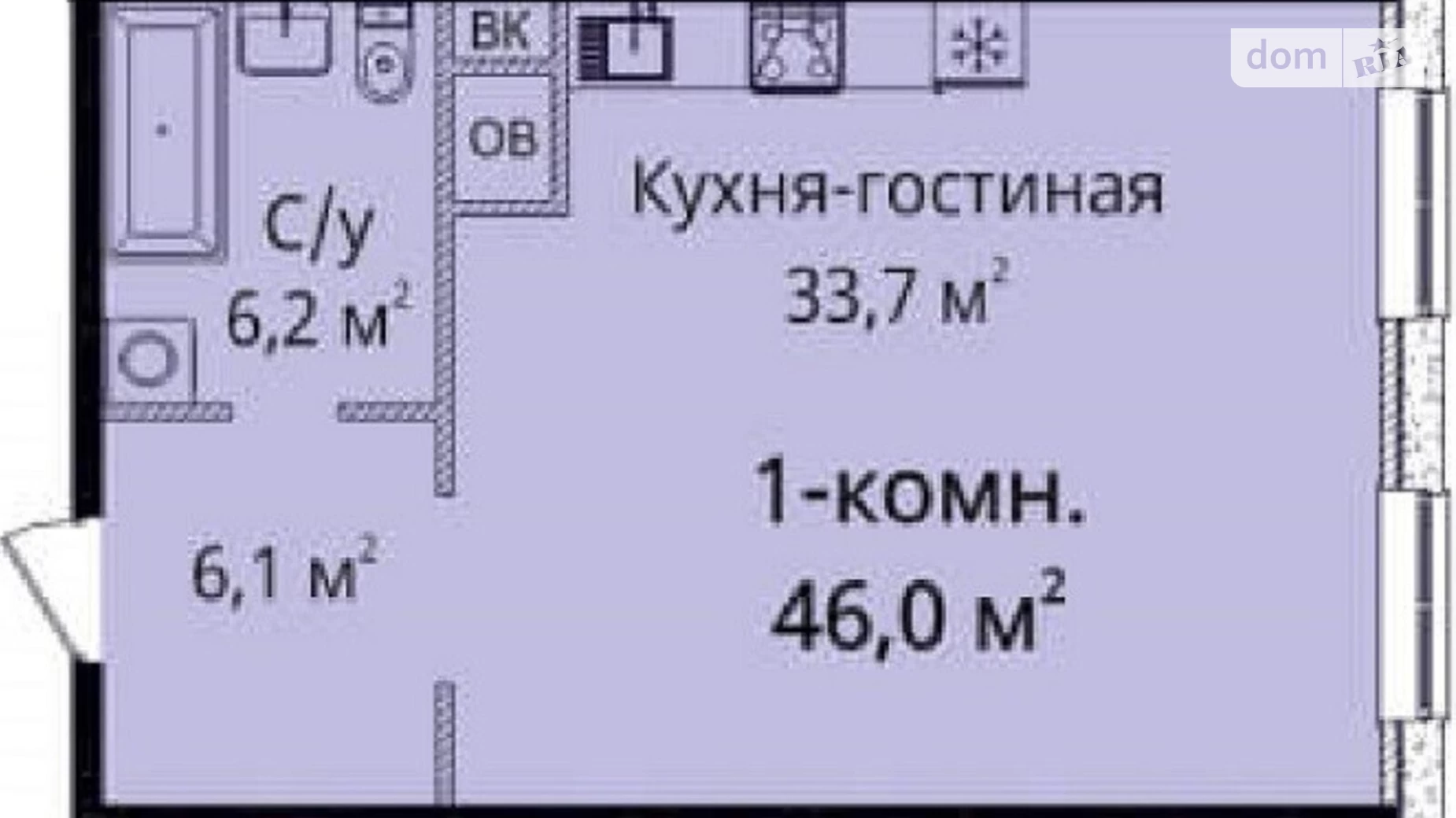 Продається 1-кімнатна квартира 45.8 кв. м у Одесі, плато Гагарінське, 4