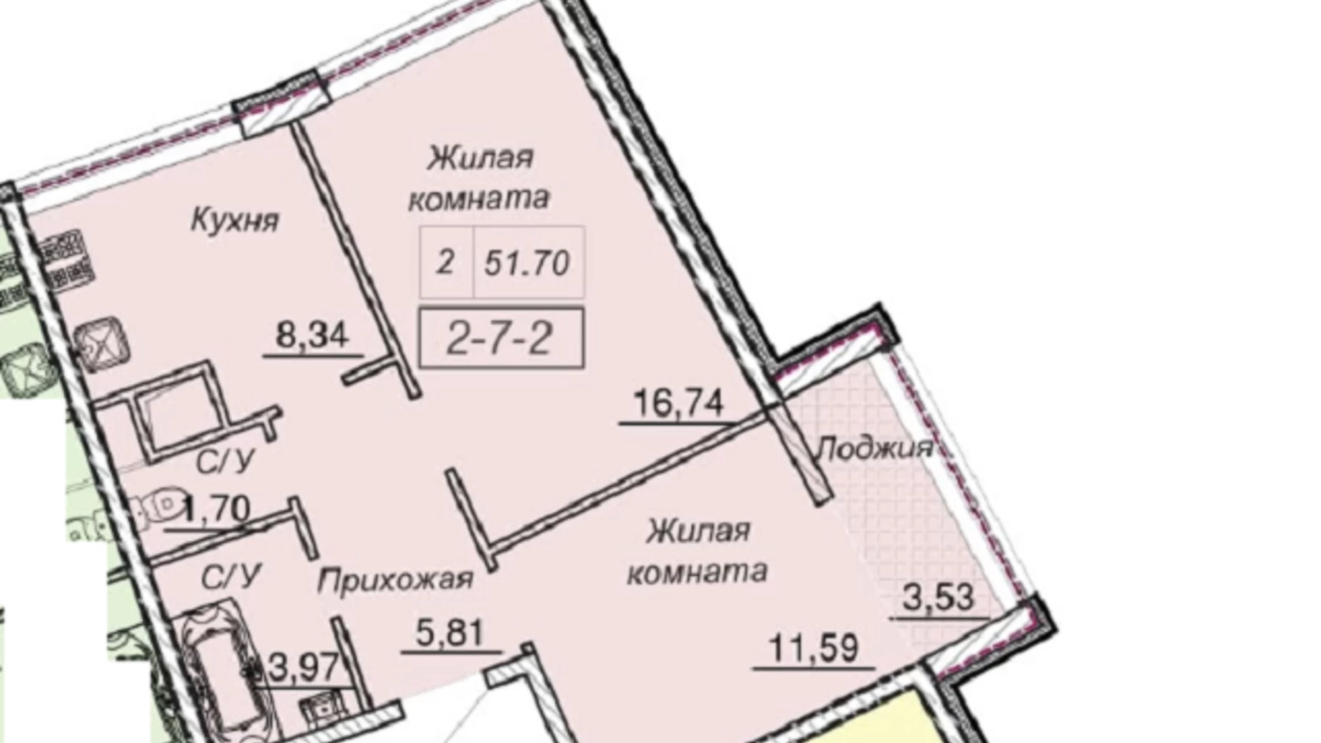 Продається 2-кімнатна квартира 51 кв. м у Одесі, вул. Каманіна