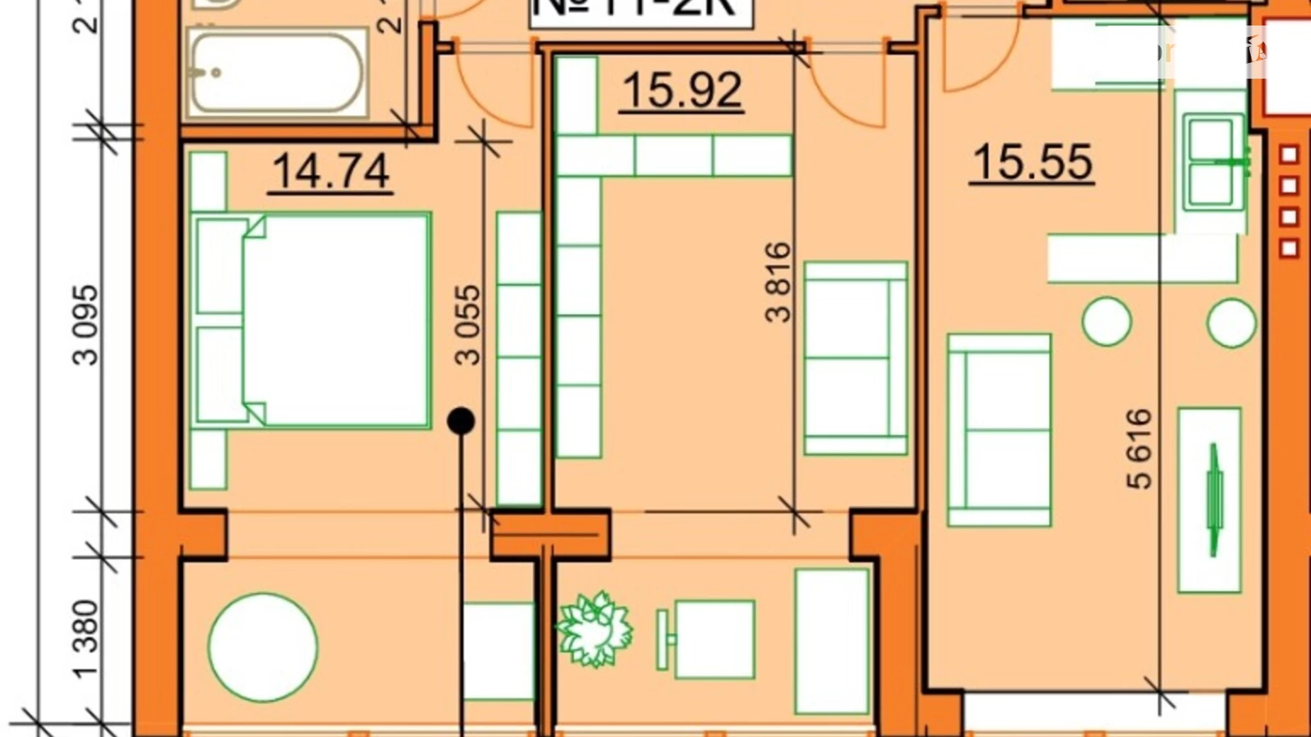 Продается 2-комнатная квартира 62 кв. м в Ирпене, ул. Молодежная, 14