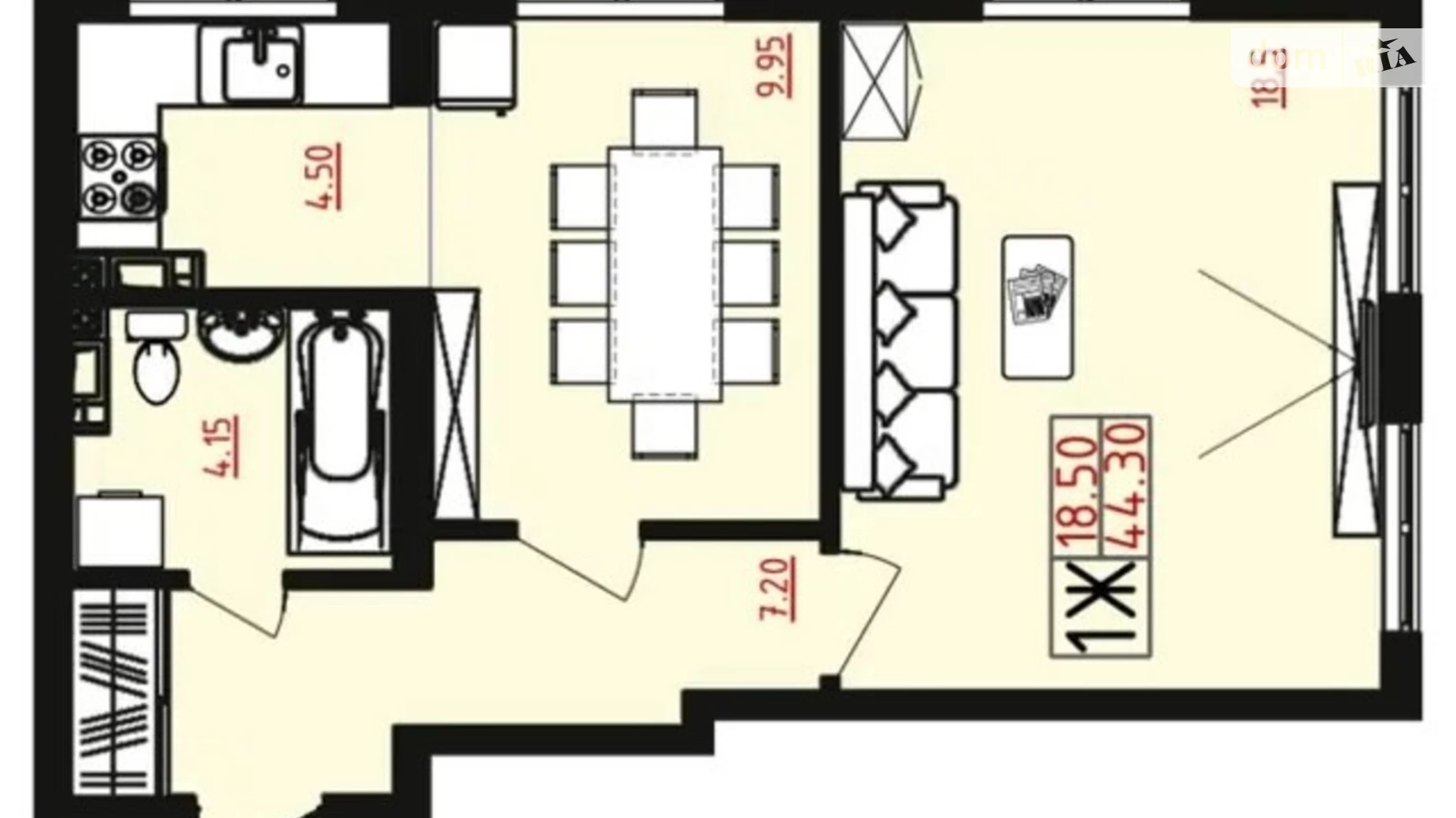 Продается 1-комнатная квартира 44.6 кв. м в Одессе, ул. Марсельская, 62/1 - фото 3