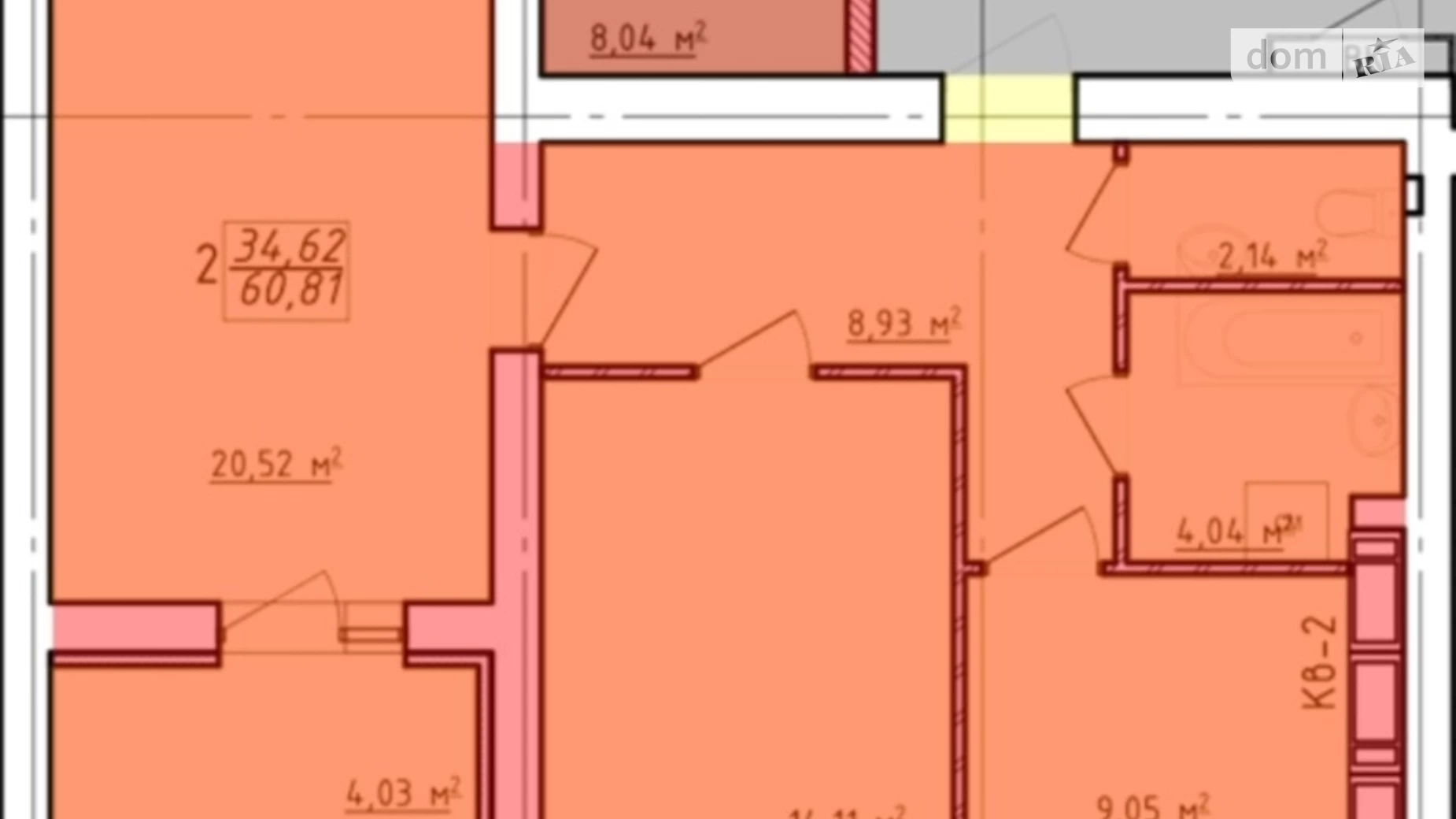 Продается 2-комнатная квартира 61.3 кв. м в Харькове, ул. Заливная