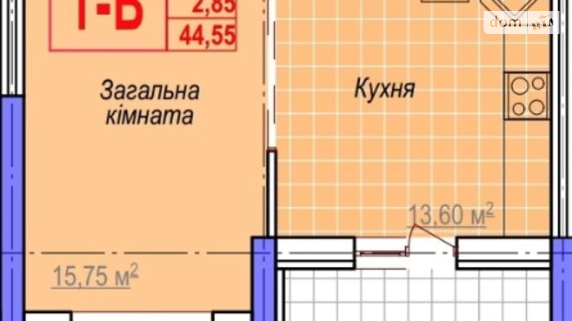Продається 2-кімнатна квартира 44 кв. м у Одесі, вул. Героїв Крут
