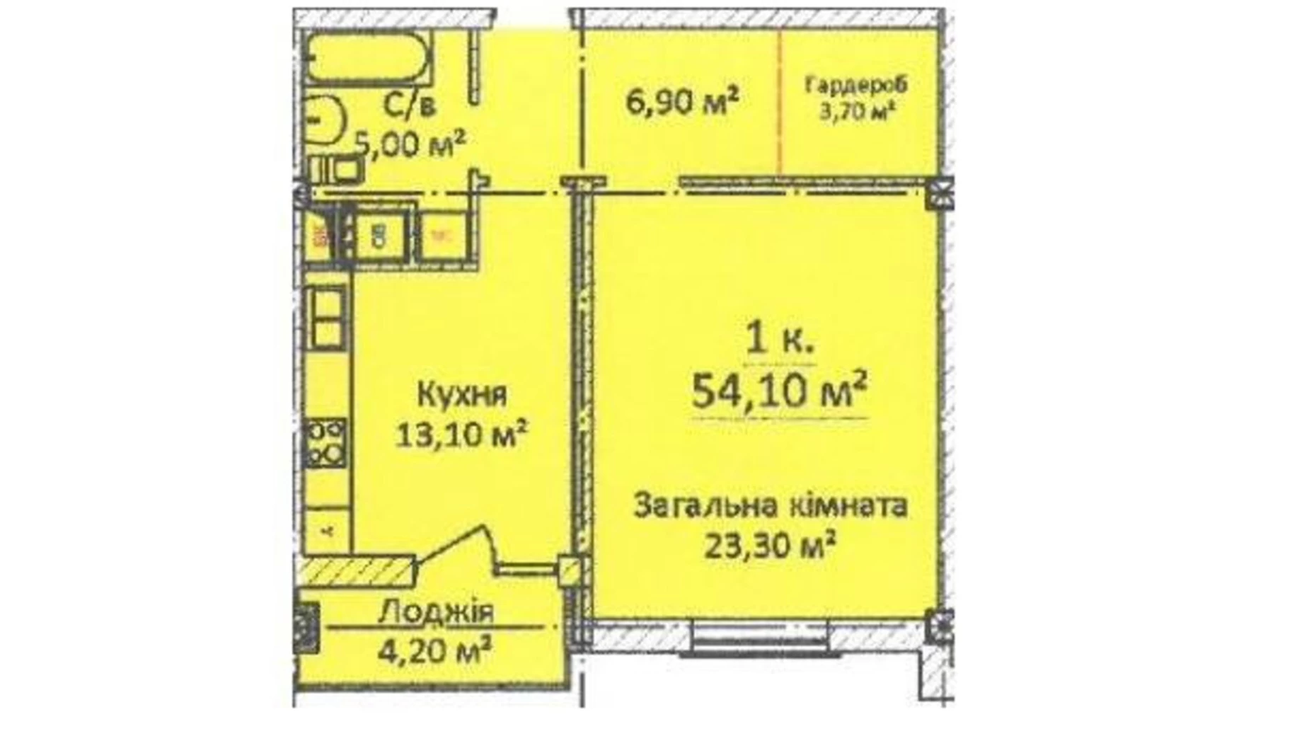 Продається 1-кімнатна квартира 52.9 кв. м у Одесі, вул. Єврейська