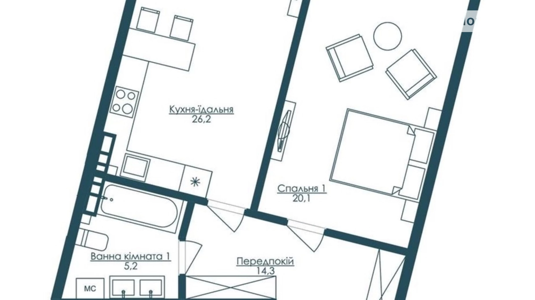 Продается 1-комнатная квартира 68 кв. м в Одессе, бул. Французский, 63/65 - фото 2