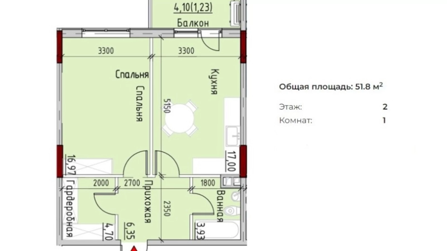 Продается 1-комнатная квартира 51.8 кв. м в Одессе, пер. Маячный - фото 2