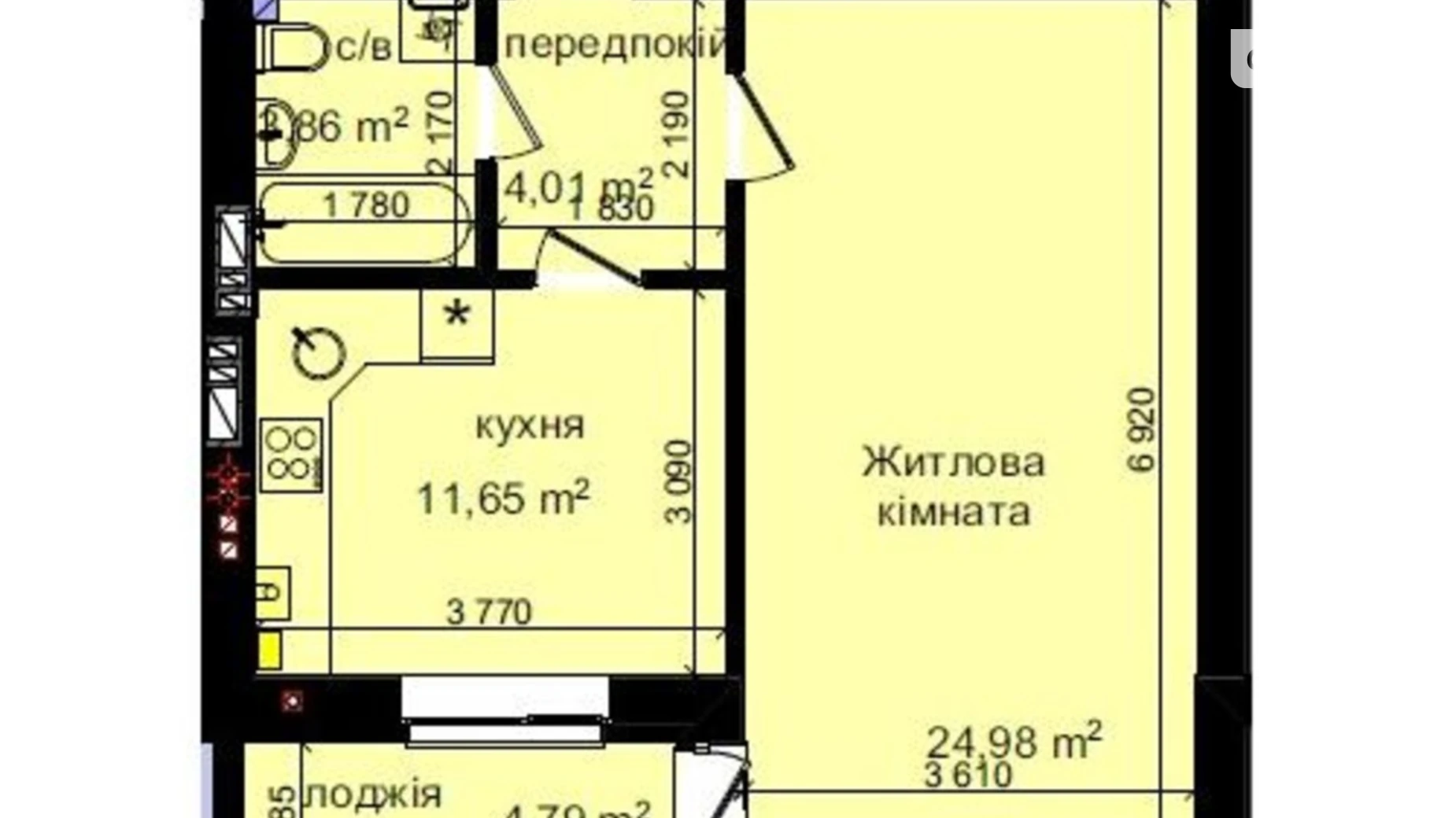 Продается 1-комнатная квартира 46.9 кв. м в Киеве, цена: 72726 $ - фото 2