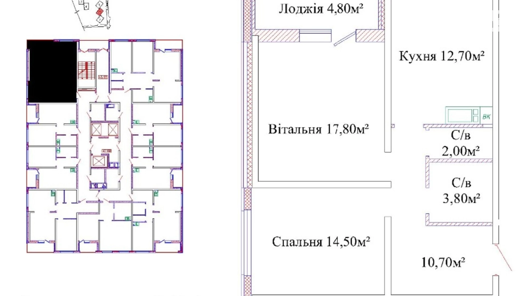 Продається 2-кімнатна квартира 63.9 кв. м у Одесі, вул. Жаботинського