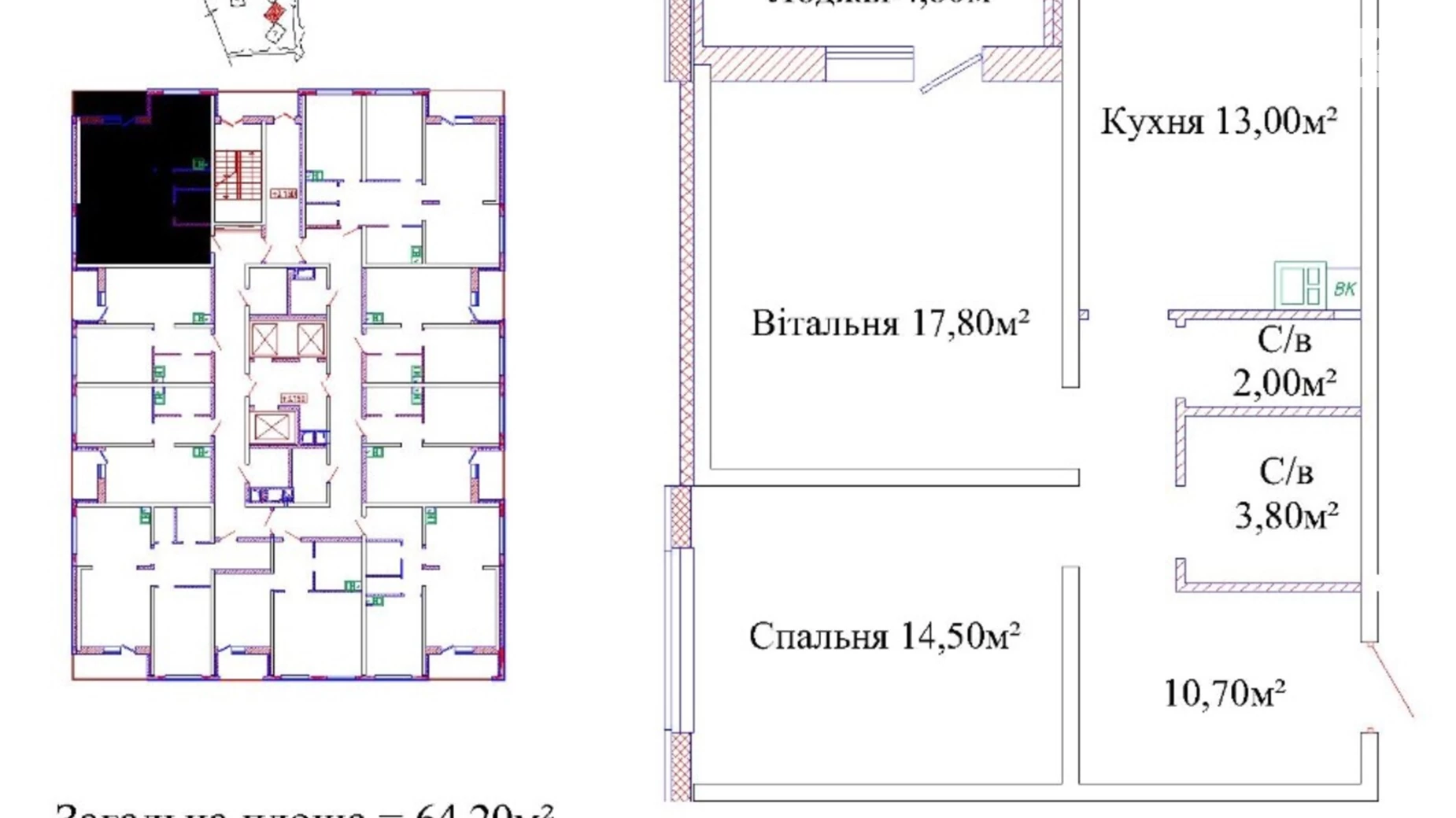 Продається 2-кімнатна квартира 64.2 кв. м у Одесі, вул. Жаботинського