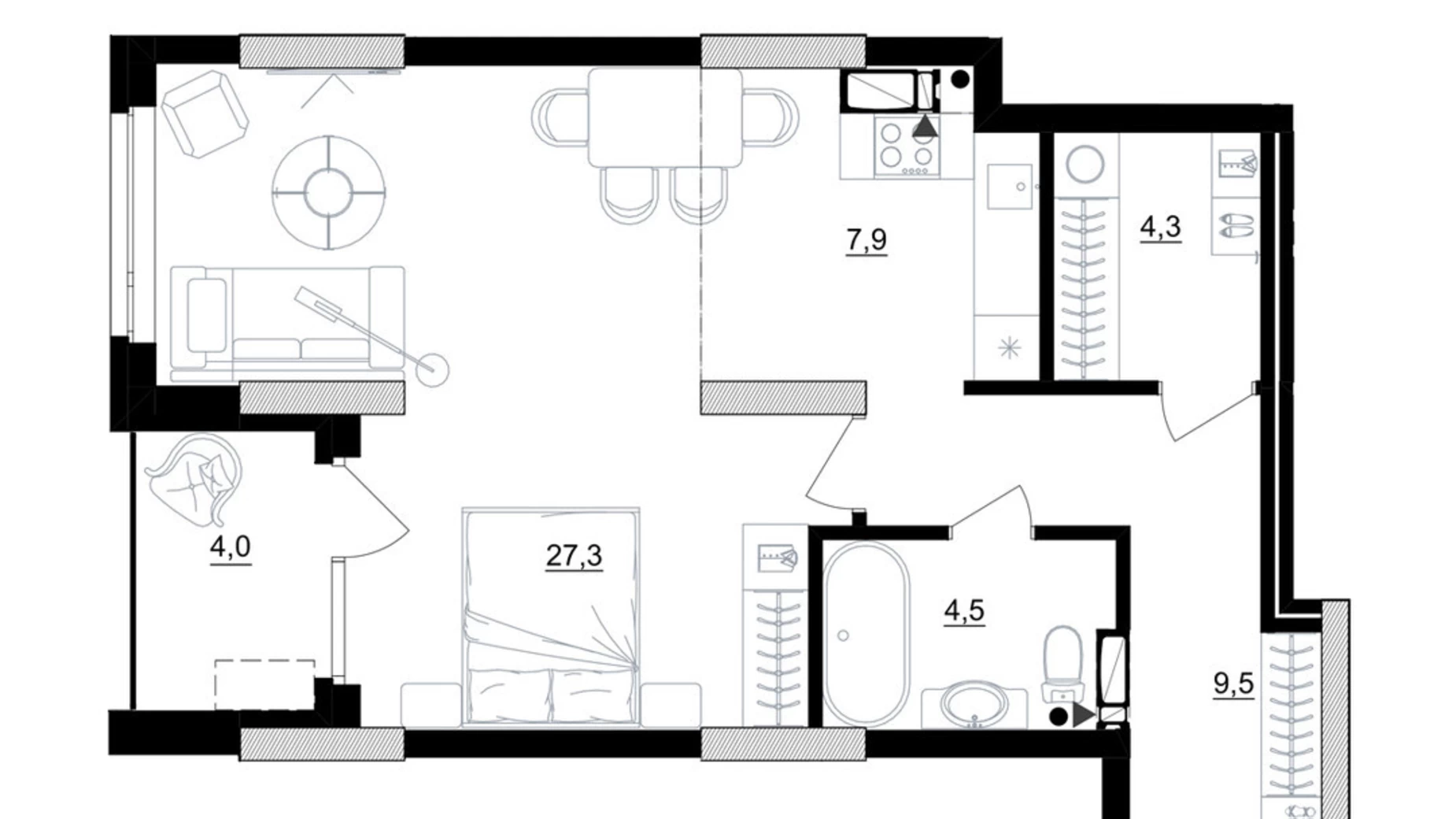 Продается 1-комнатная квартира 55.5 кв. м в Киеве, ул. Березняковская, 29