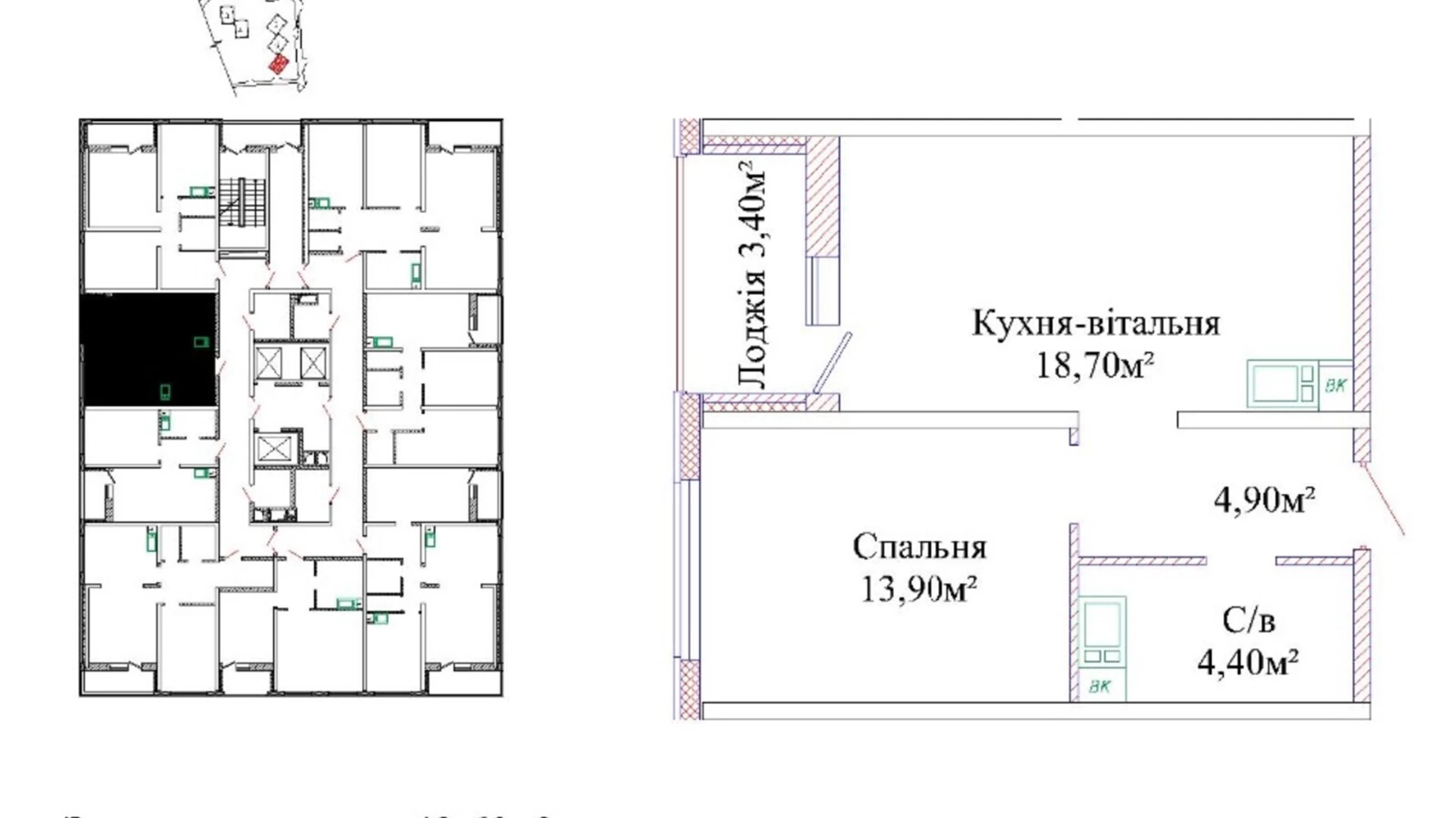 Продається 1-кімнатна квартира 43.6 кв. м у Одесі, вул. Жаботинського