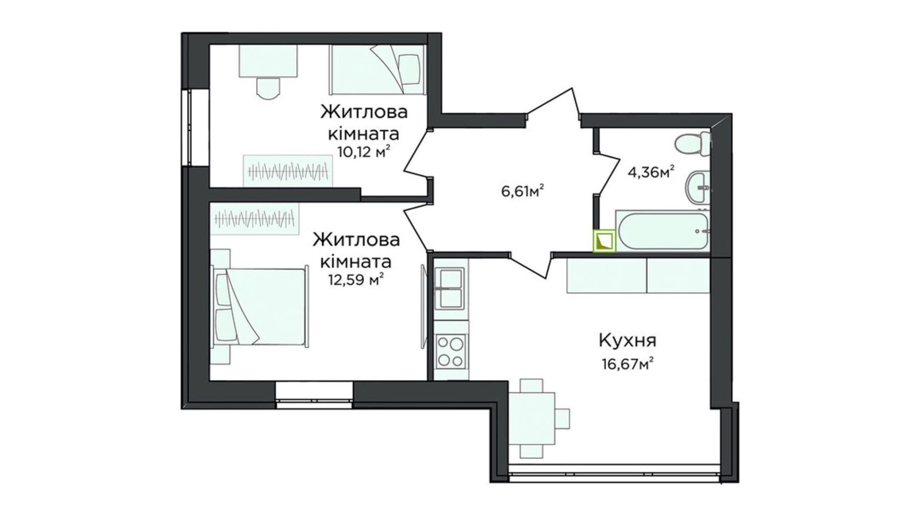 Продается 2-комнатная квартира 50.6 кв. м в Киево-Святошинске, ул. Стретенская, 33