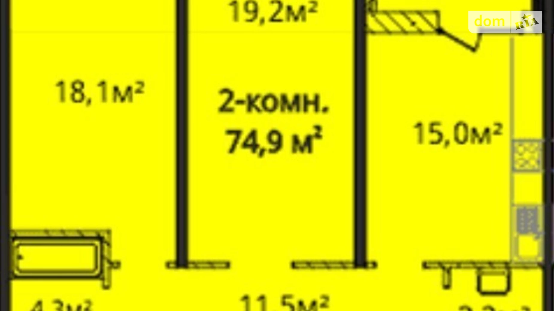 Продається 2-кімнатна квартира 75 кв. м у Одесі, просп. Гагаріна