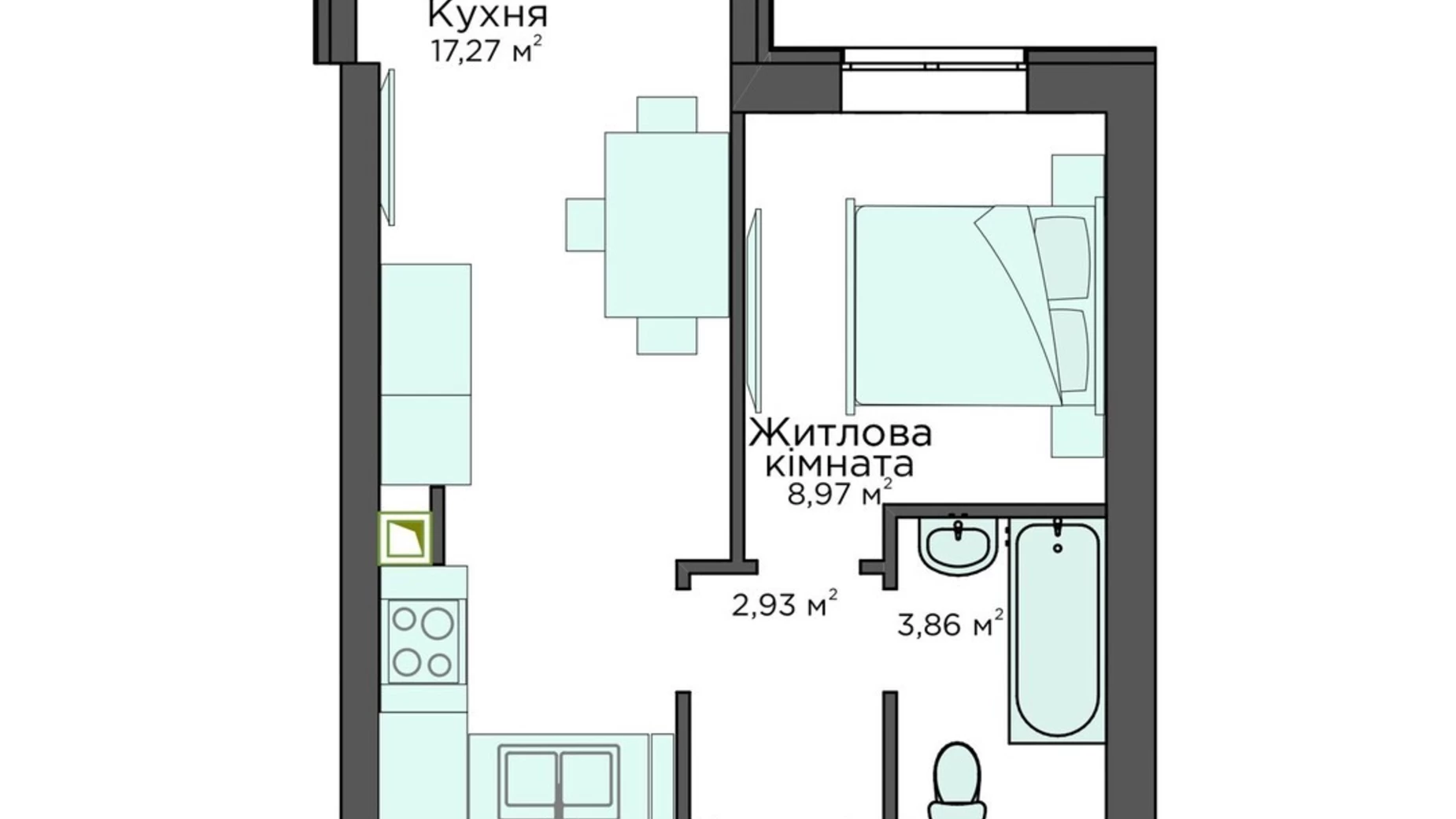 Продається 1-кімнатна квартира 32.74 кв. м у Києво-Святошинську, вул. Стрітенська, 33