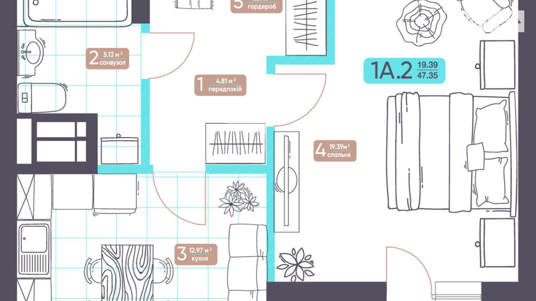 Продається 1-кімнатна квартира 47.35 кв. м у Києві, вул. Академіка Заболотного, 15 - фото 2