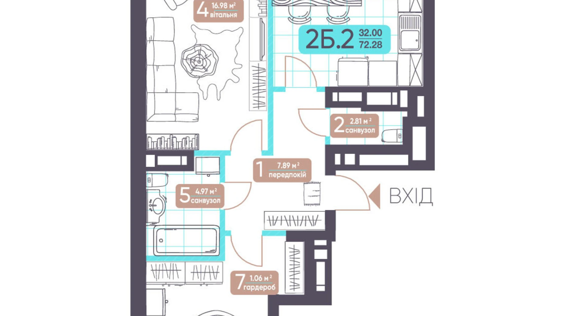 Продається 2-кімнатна квартира 72.28 кв. м у Києві, вул. Академіка Заболотного, 15 - фото 2
