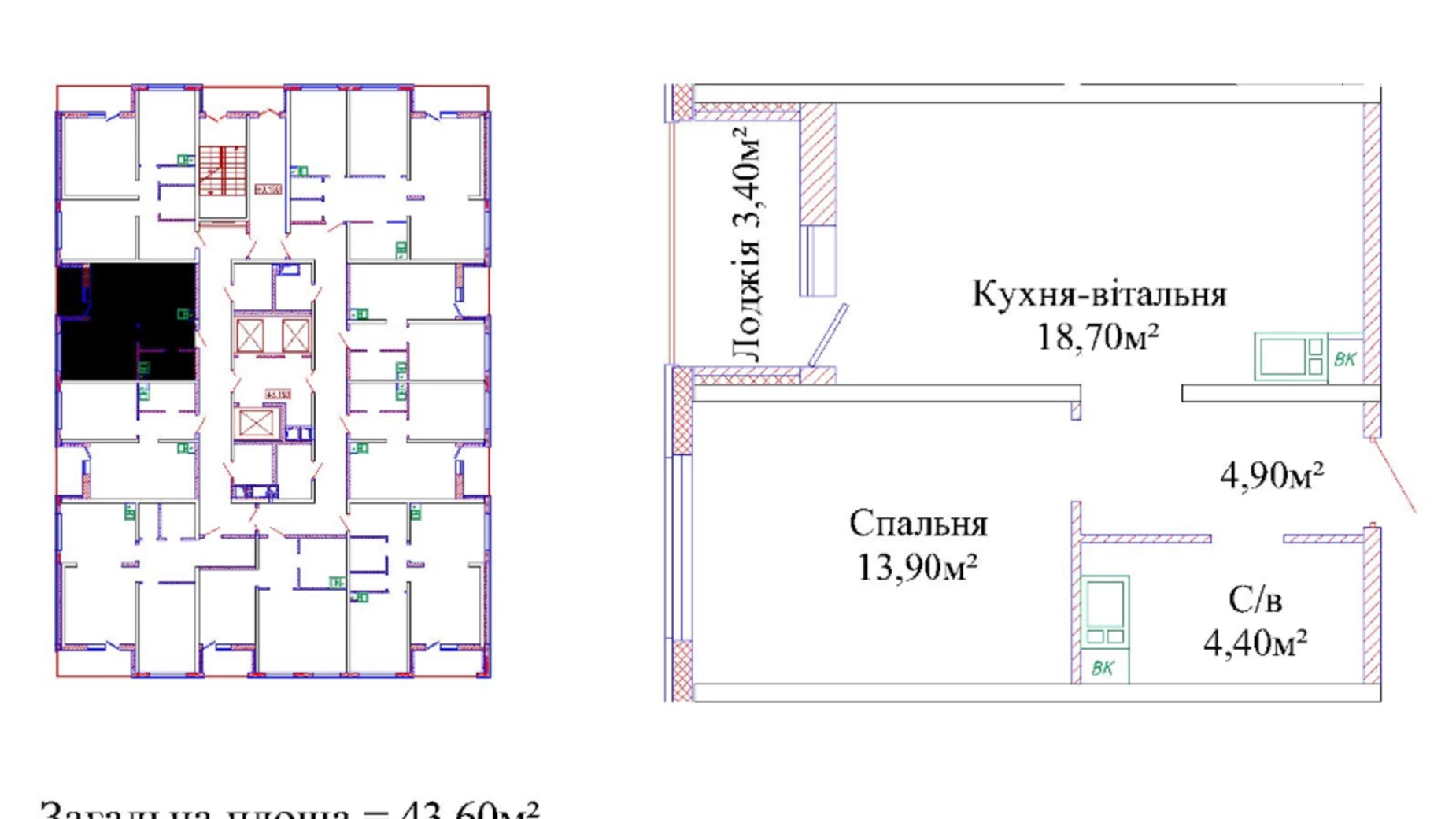 Продається 1-кімнатна квартира 43.4 кв. м у Одесі, вул. Жаботинського