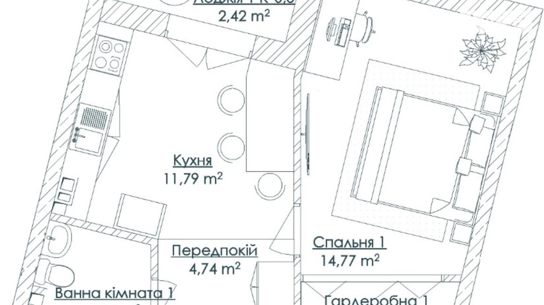 Продається 1-кімнатна квартира 41.42 кв. м у Одесі, бул. Французький, 63/65