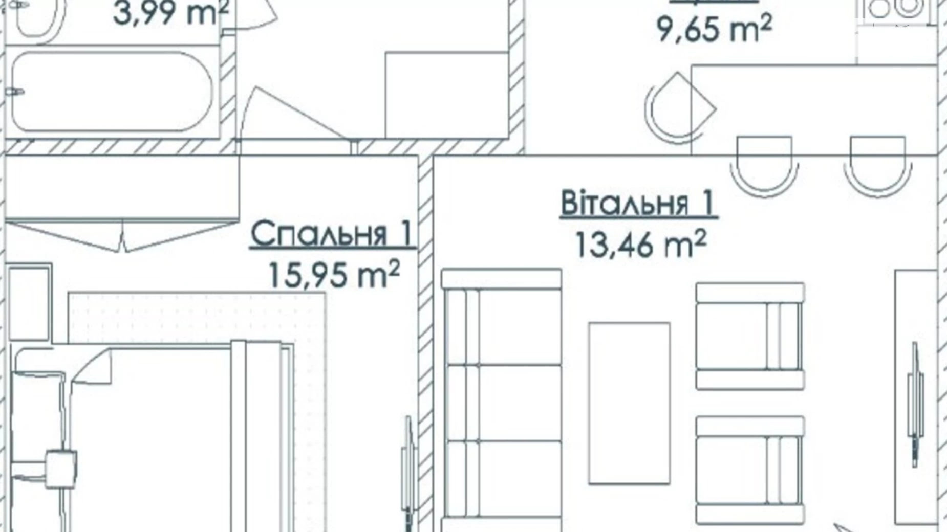 Продається 1-кімнатна квартира 51.85 кв. м у Одесі, бул. Французький, 63/65