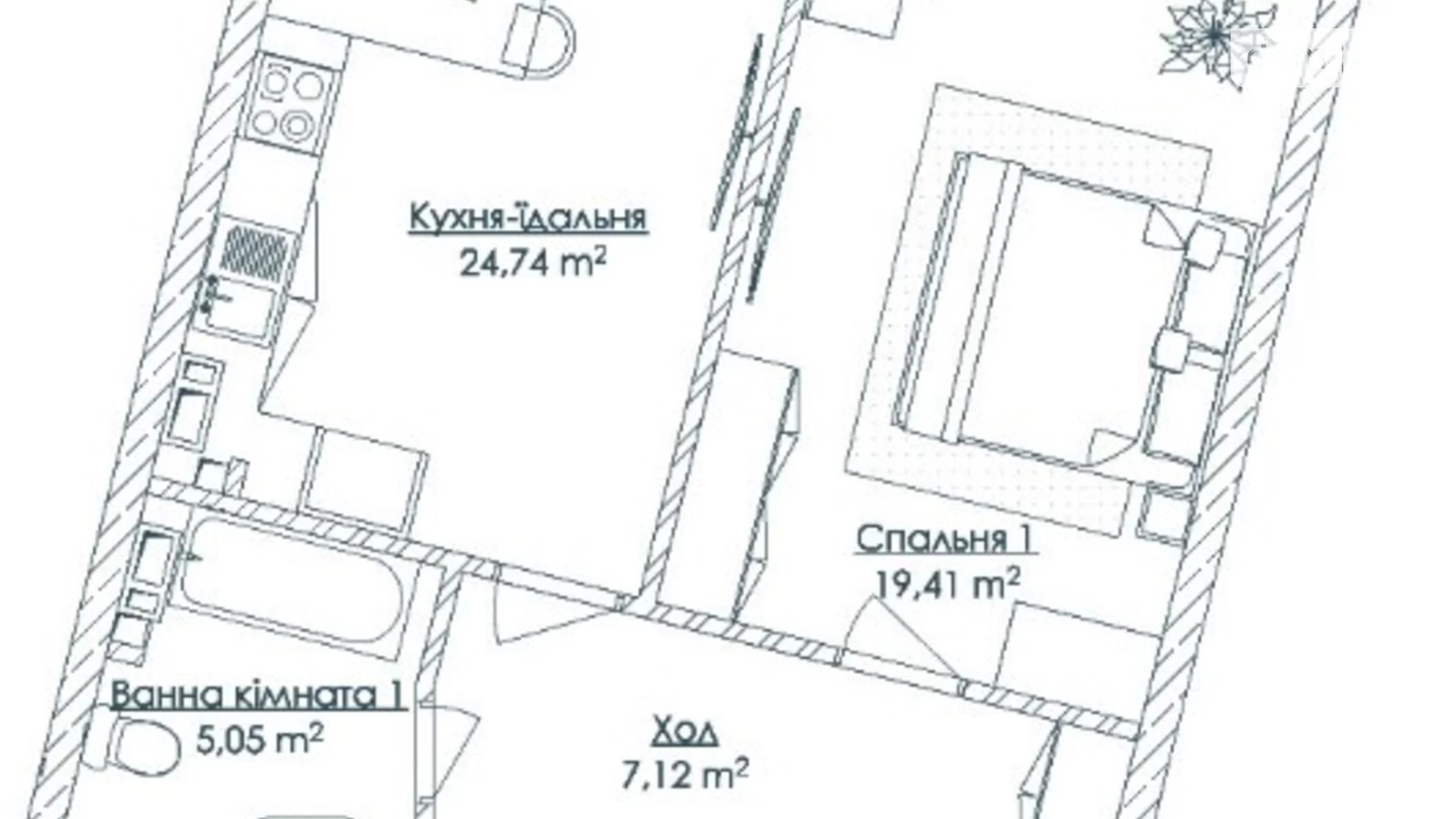 Продається 1-кімнатна квартира 65.69 кв. м у Одесі, бул. Французький, 63/65